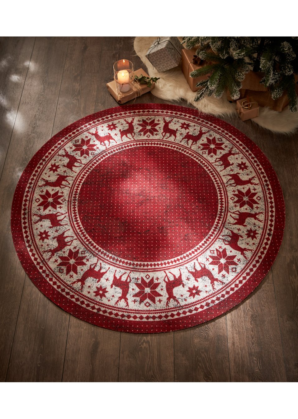 Tapis rond avec motif de Noël