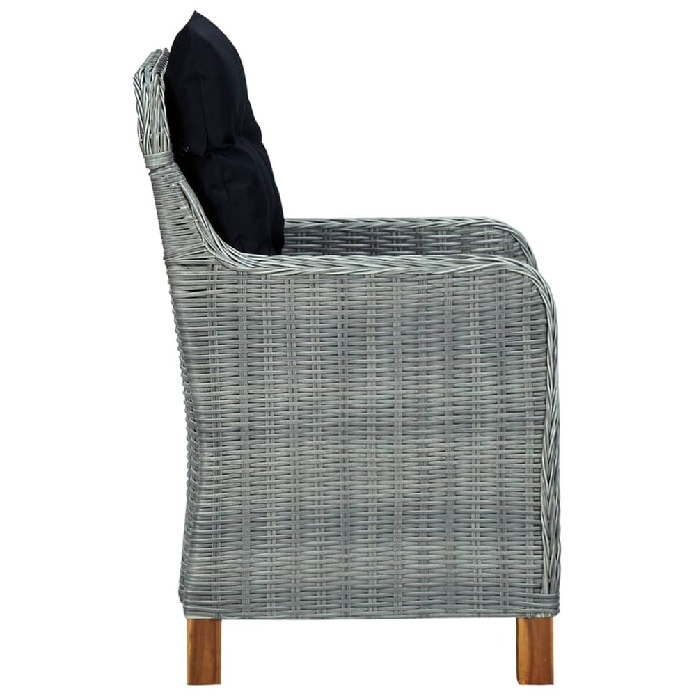 Salon de jardin meuble d'extérieur ensemble de mobilier 3 pièces avec coussins résine tressée gris clair