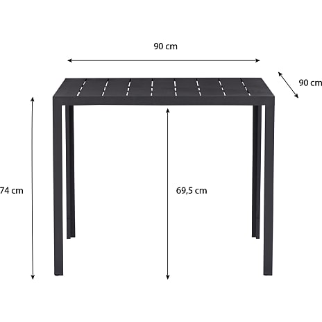 Carlton havebord 90x90 cm - sort