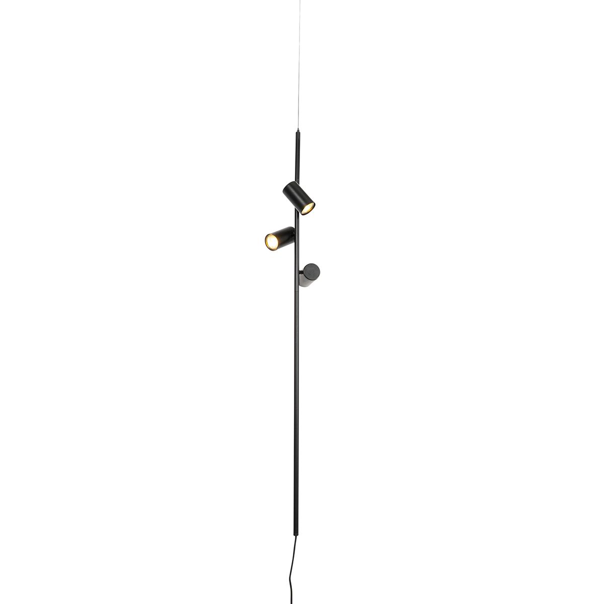 Hanglamp zwart met voetschakelaar 3-lichts - Jeana Luxe