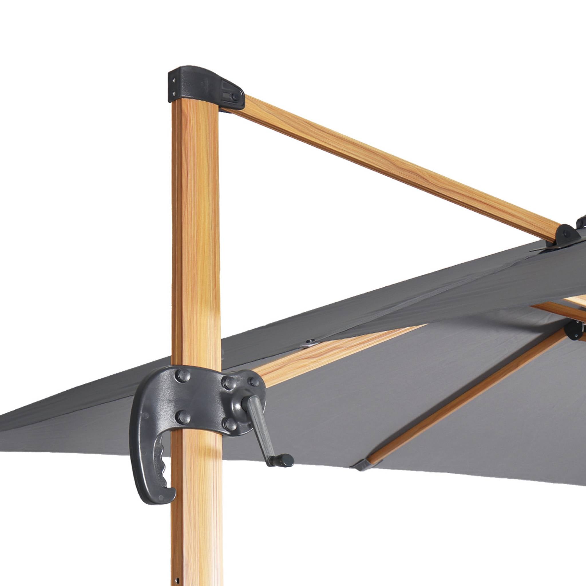 sweeek - Rechthoekige zweefparasol 4x3m mast met houteffect +