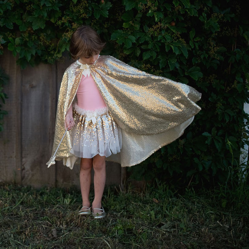 Sparkle Cape met Pailletten Goud, 4-6 jaar