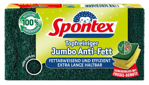 Spontex Jumbo Topfreiniger Anti-Fett mit fettabweisenden Recyclingfasern und Fussel Schutz