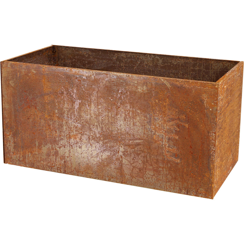 Jardinière en acier corten rouille 78 x 38 x 38 cm