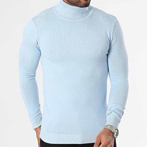 Pull Col Roulé Bleu Clair
