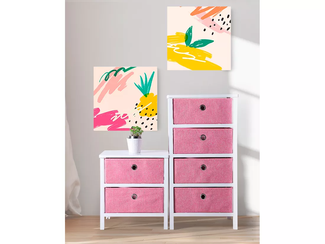 Chiffonier en bois mdf rose 41x32x77 cm