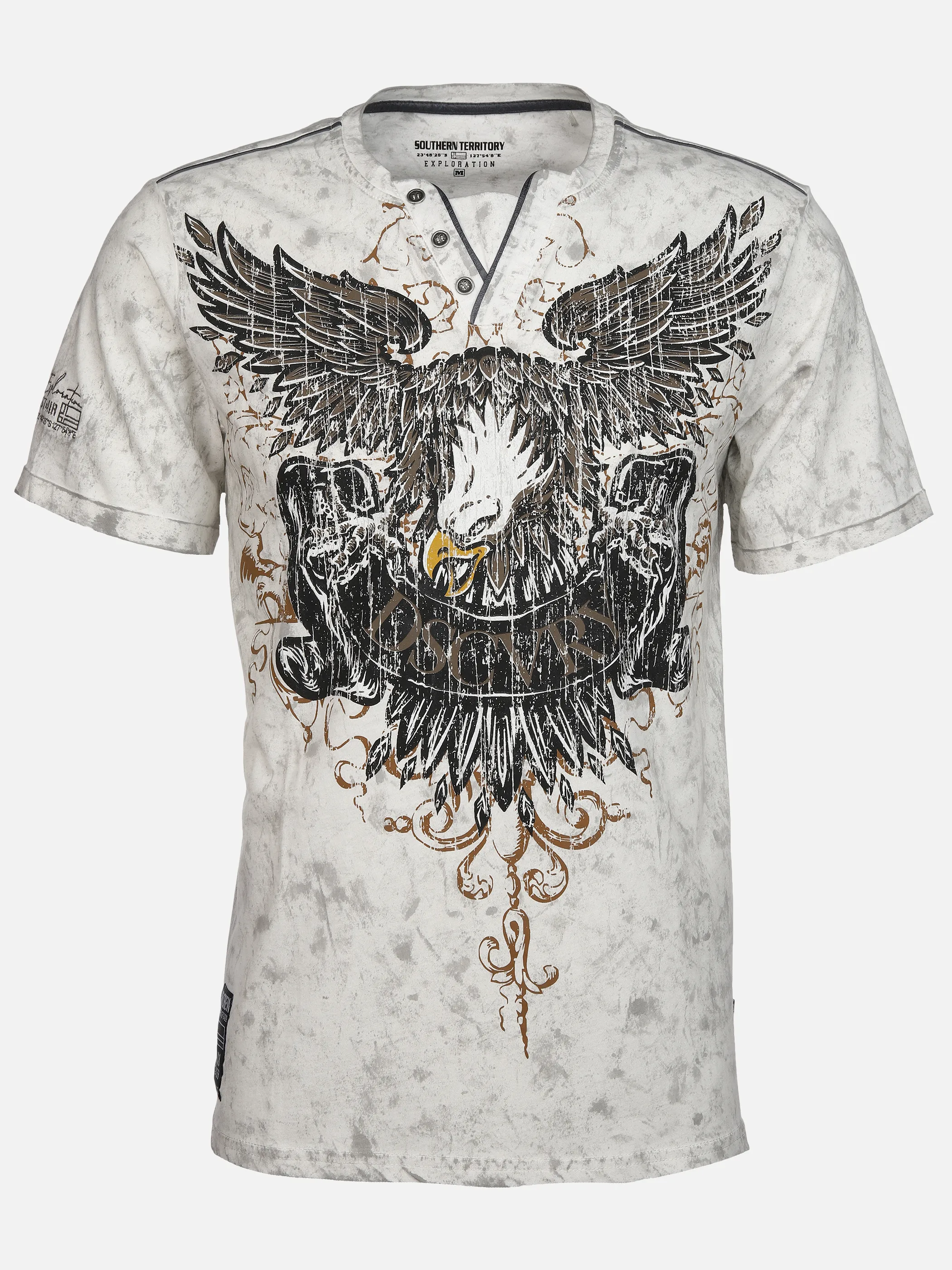 Herren Henleyshirt mit auffälligem Frontprint