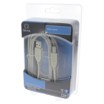 Q-Link USB kabel 2.0 printer/scanner 5 meter grijs