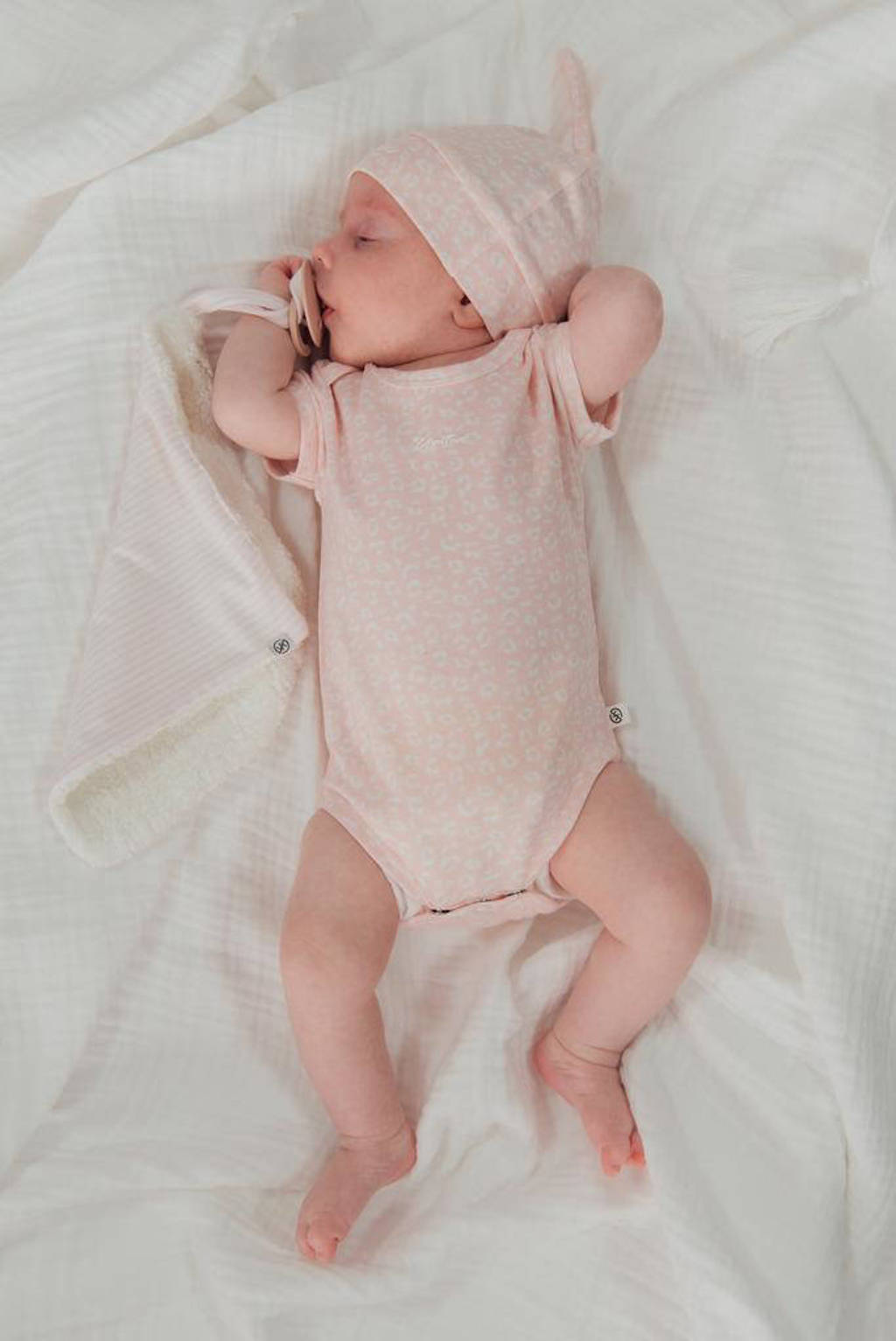 Born by Kiddo United romper roze/wit