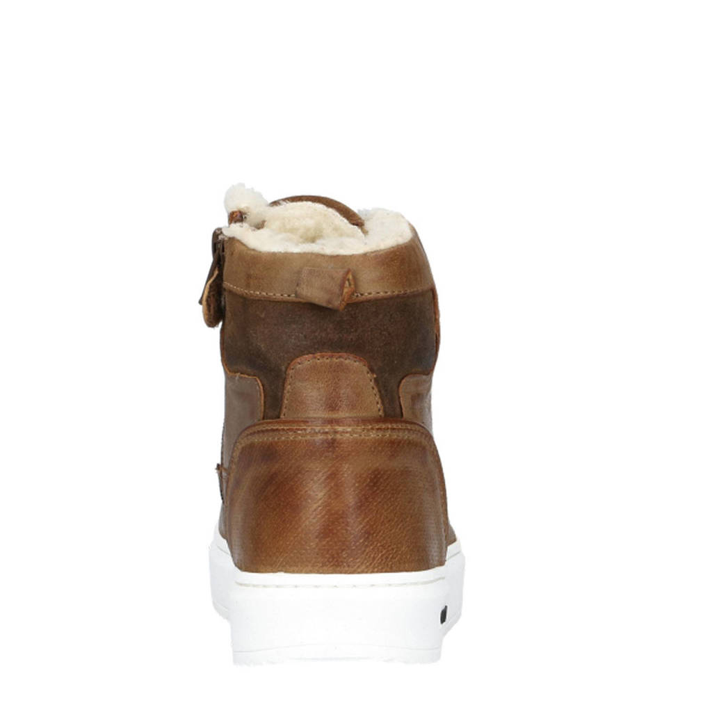 Gattino gevoerde leren sneakers cognac