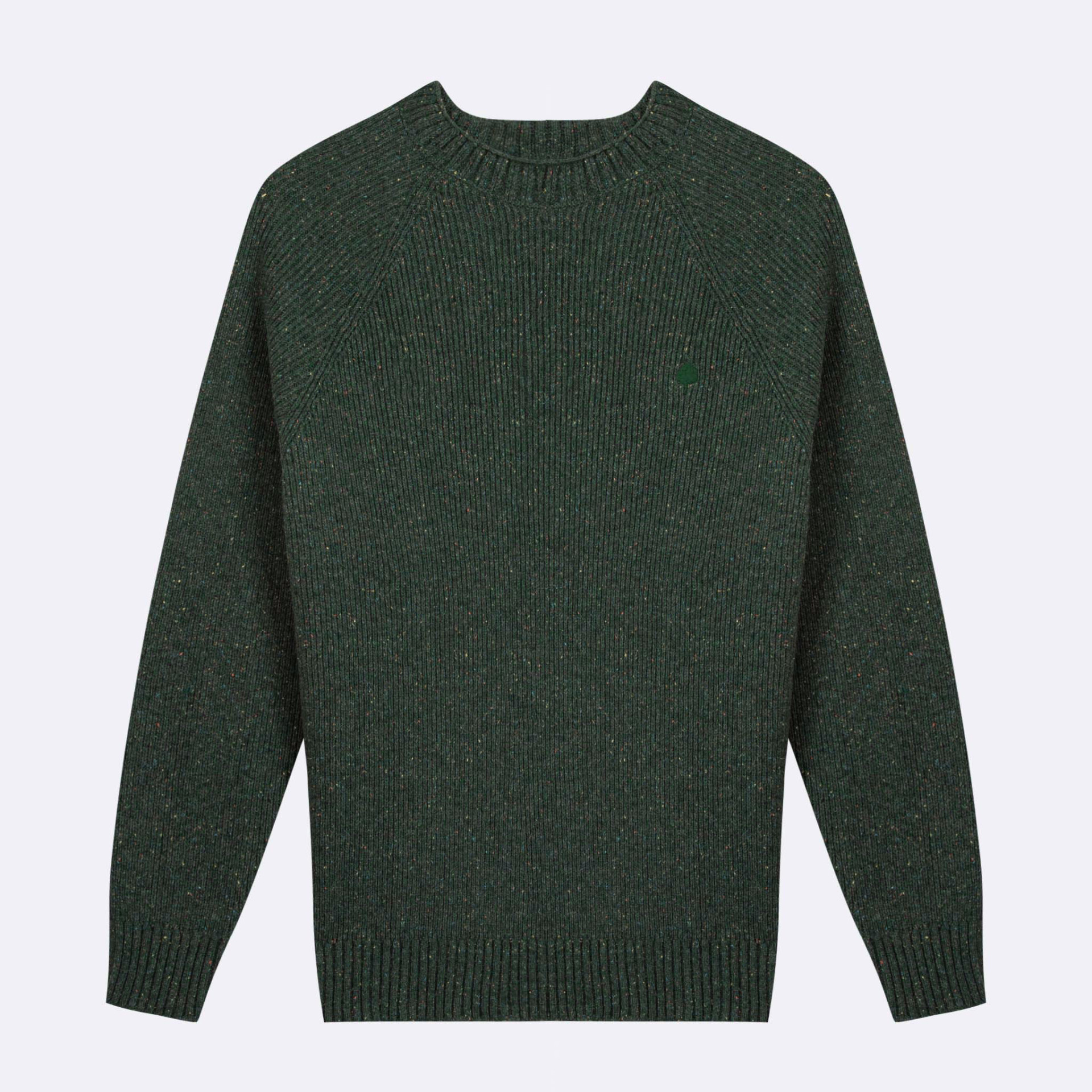 Pull col rond vert laine et coton recyclé - modèle Frehel