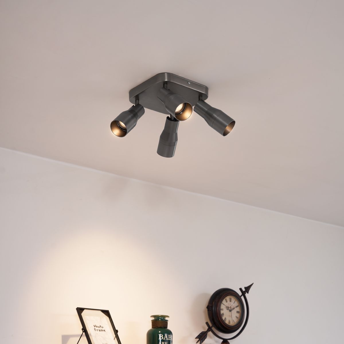 Plafondspot gunmetal GU10 50mm vierkant 4-lichts - Stanley