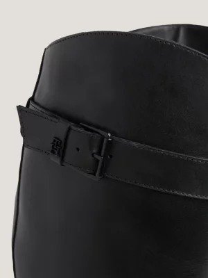 Botas de couro longas para motociclista