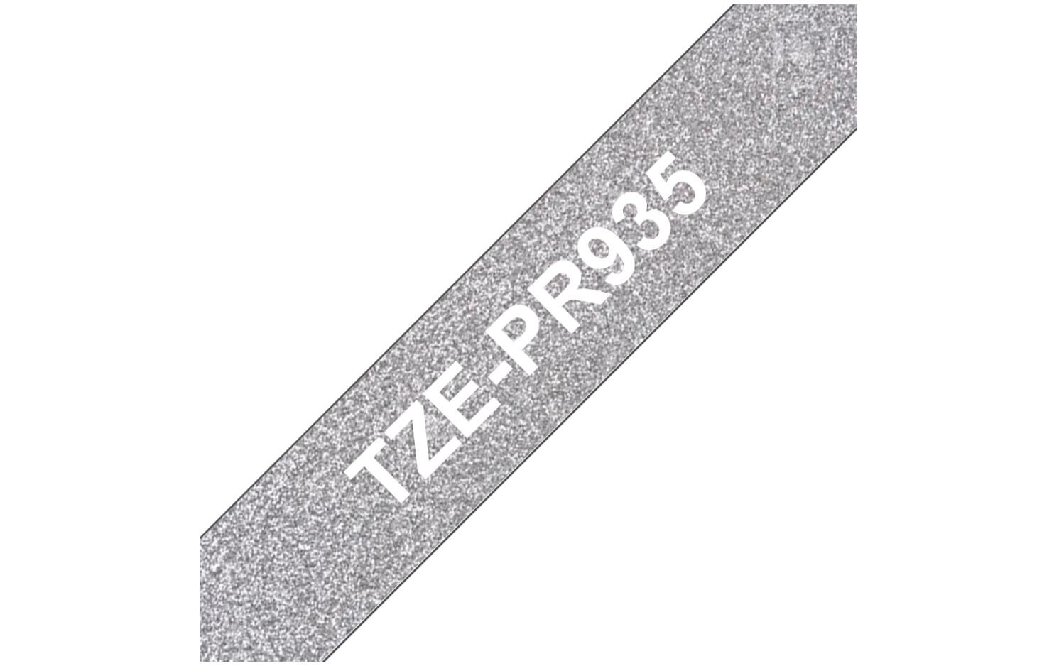 Beschriftungsband TZe-PR935 Weiss auf Silber12 mm-Beschriftungsband für Etikettendrucker
