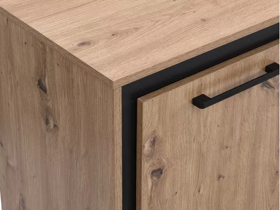 Buffet 3 portes et 3 tiroirs en MDF - Naturel et noir - NALAMANE