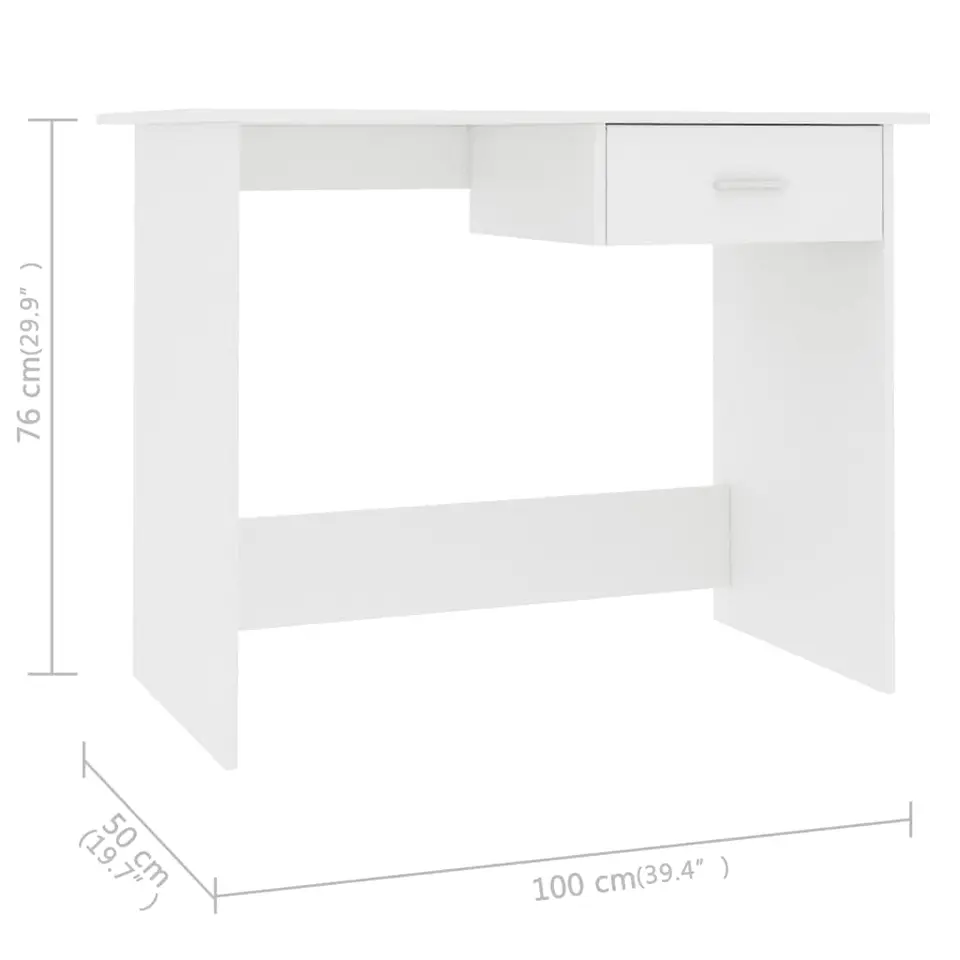 vidaXL - Bureau - Wit - Bewerkt hout