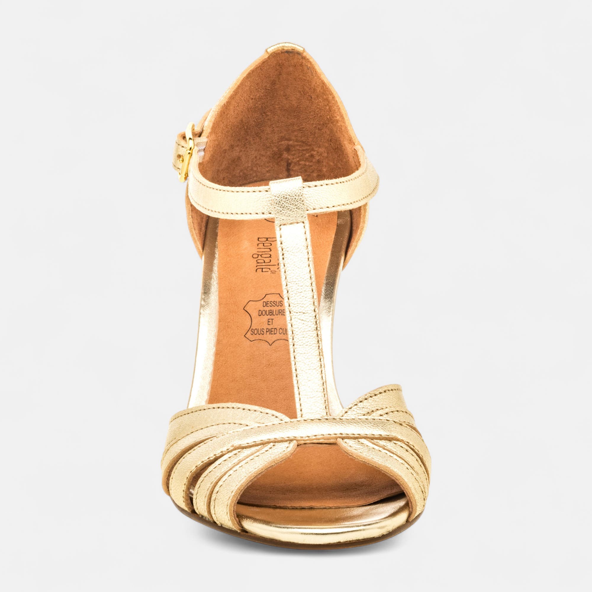 Nu-pieds à talon Femme en cuir or