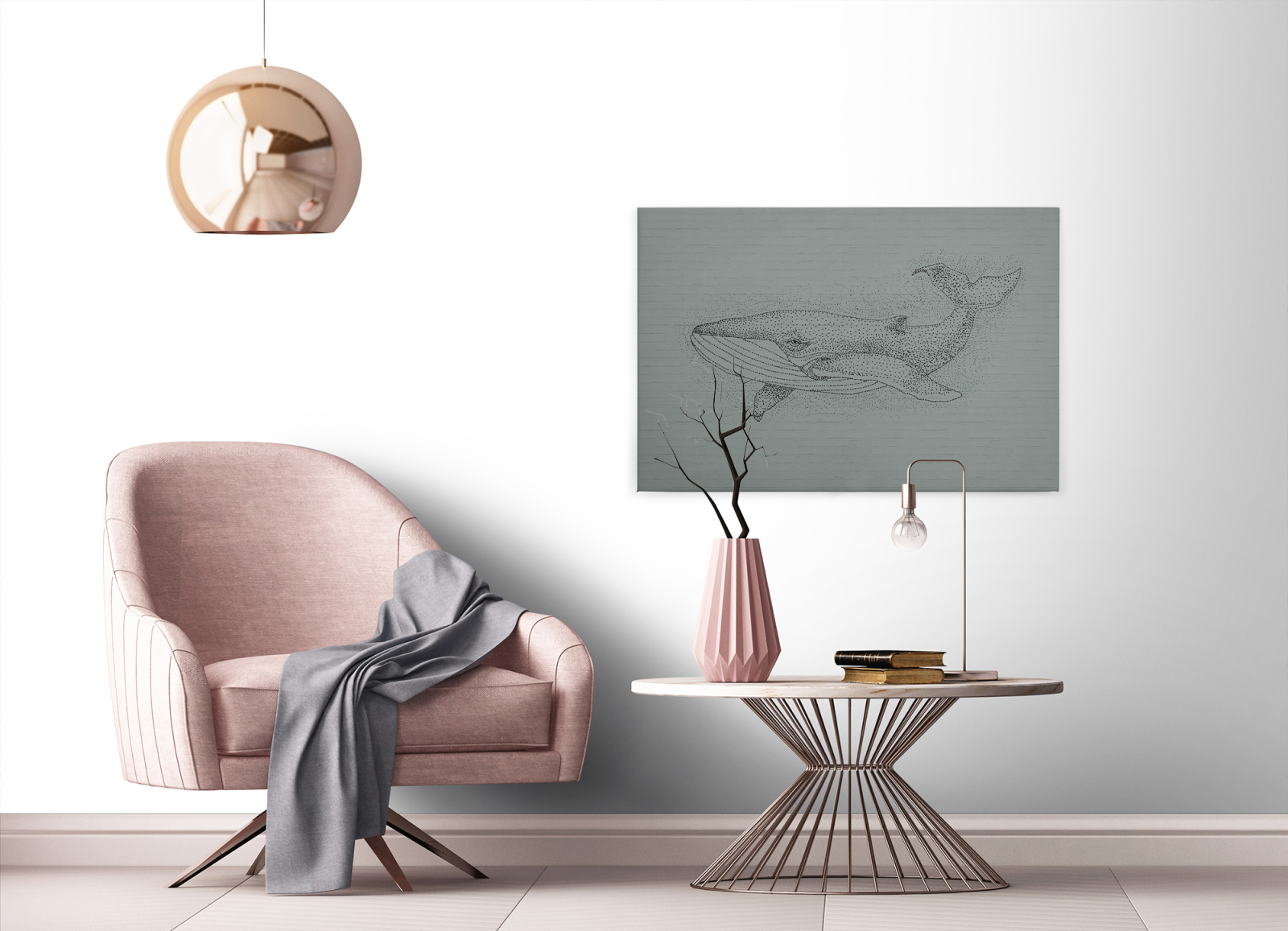 Leinwandbild WAL - grau-blau - 90x60 cm