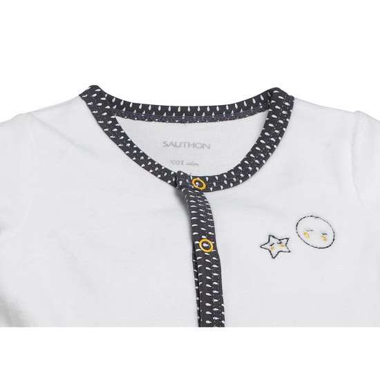 Babyfan pyjama en velours   Blanc/Gris        Naissance   de               Sauthon Baby's Sweet Home