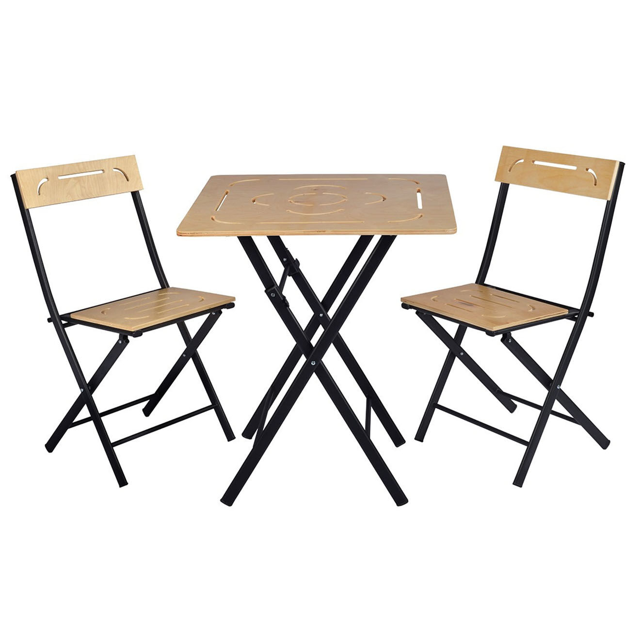 Sunny Garden Ensemble table + 2 chaises marron/noir