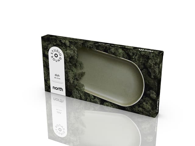 Studio Round Serveringsfad Matte white/Matte moss
