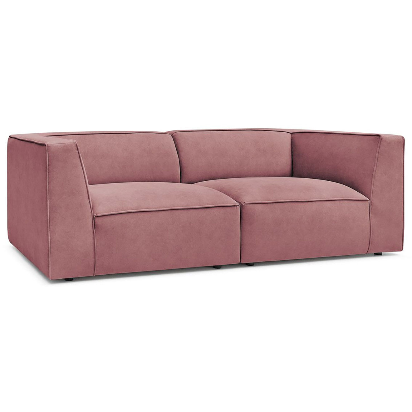 Bobochic Canapé droit fixe 3 places en Velours Molière rose - 233x99x71 cm