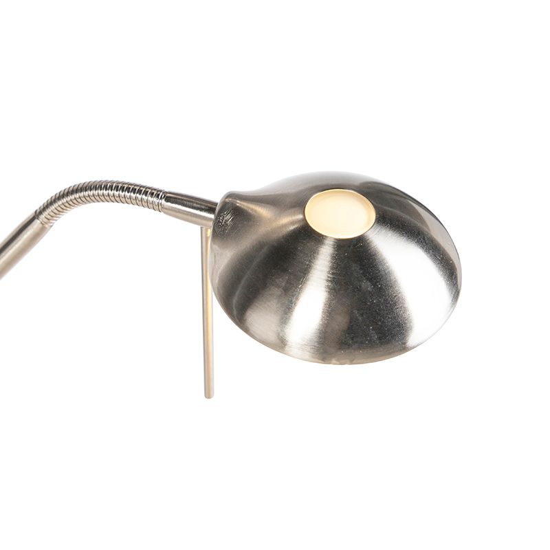 Vloerlamp staal met leeslamp incl. LED en dimmer - Diva 2