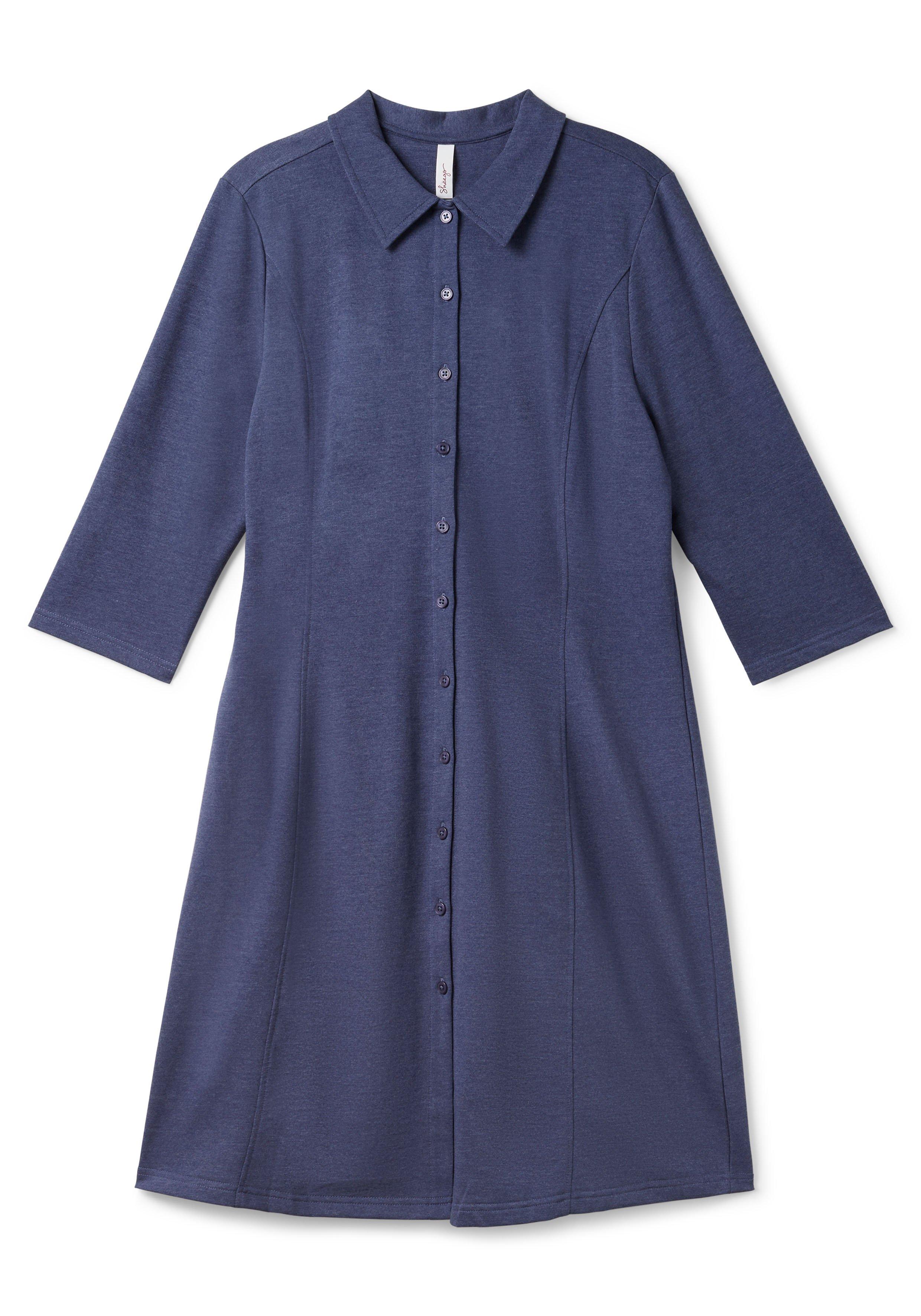 Sweatkleid mit 3/4-Ärmeln, im Hemdblusenstil