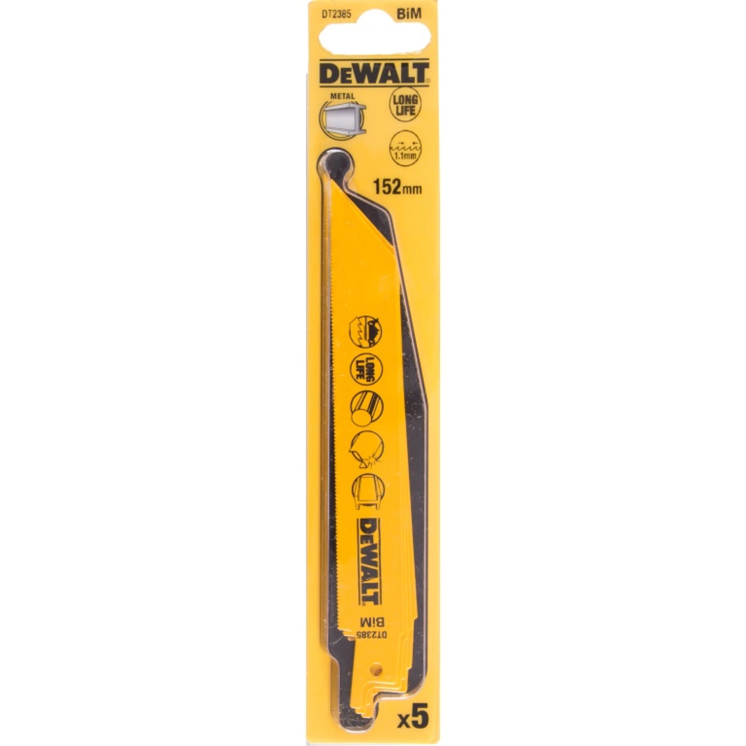 DeWALT DT2385 Reciprozaagblad - 152 x 1,1mm - Metaal (5st)
