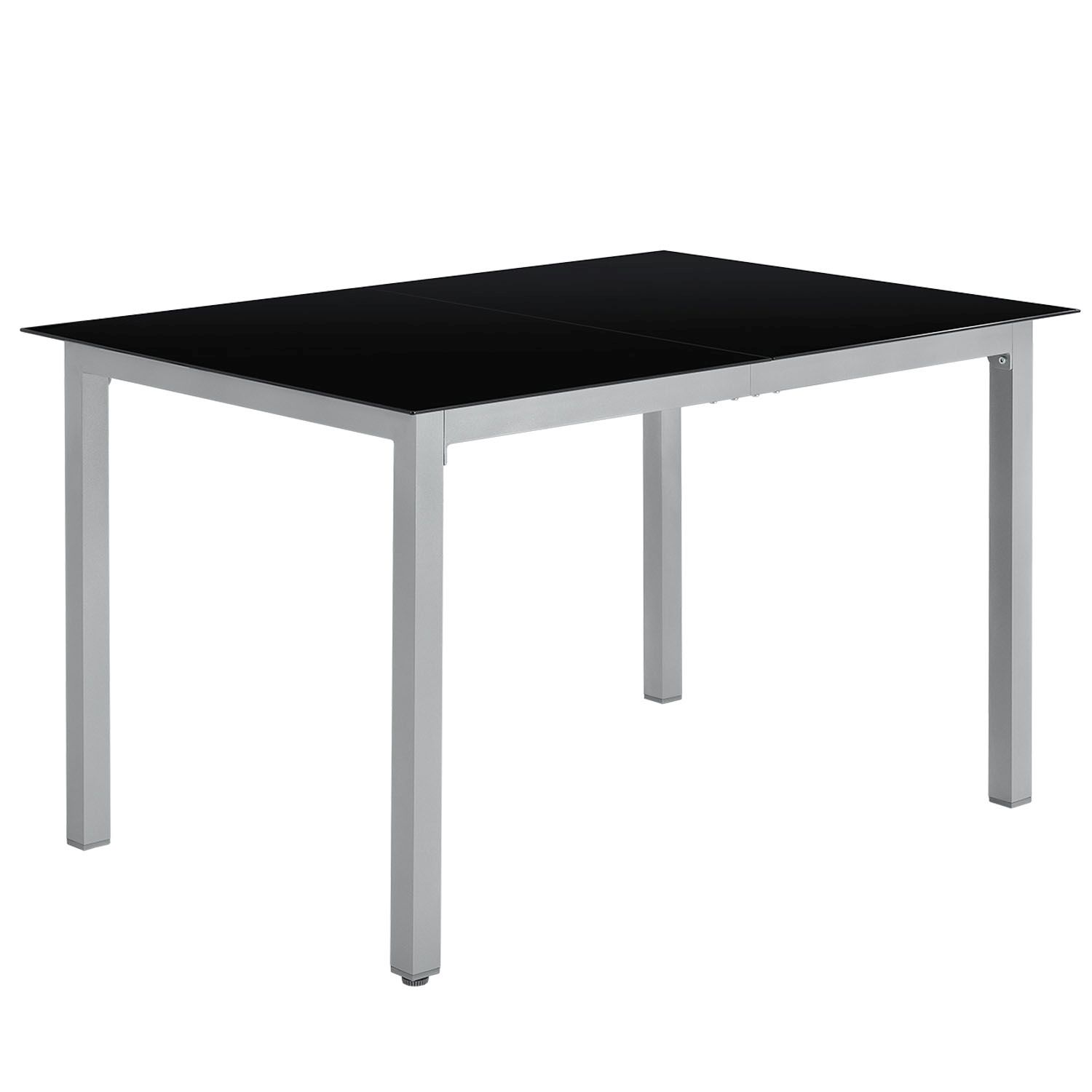 Milano aluminium 7-delige zilvergrijze diningset