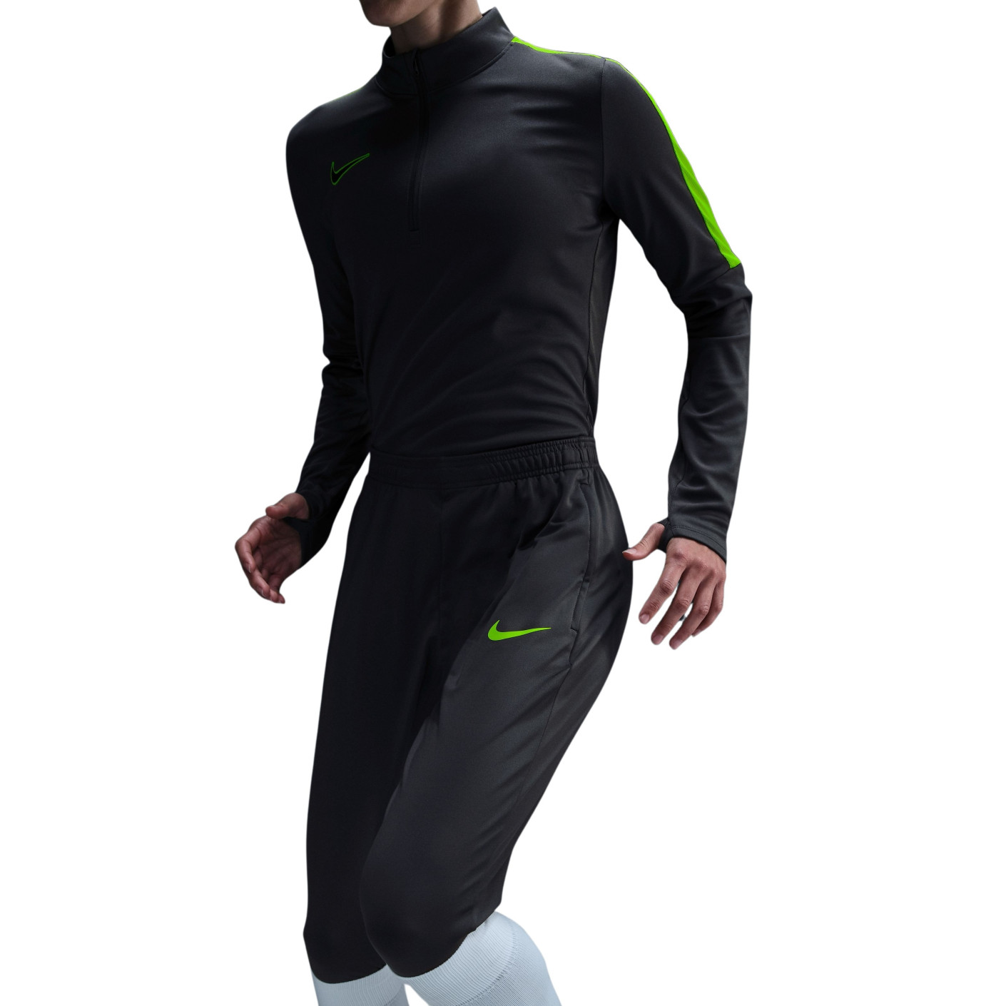 Nike Dri-FIT Academy 23 Trainingstrui 1/4-Zip Dames Antraciet Neongeel