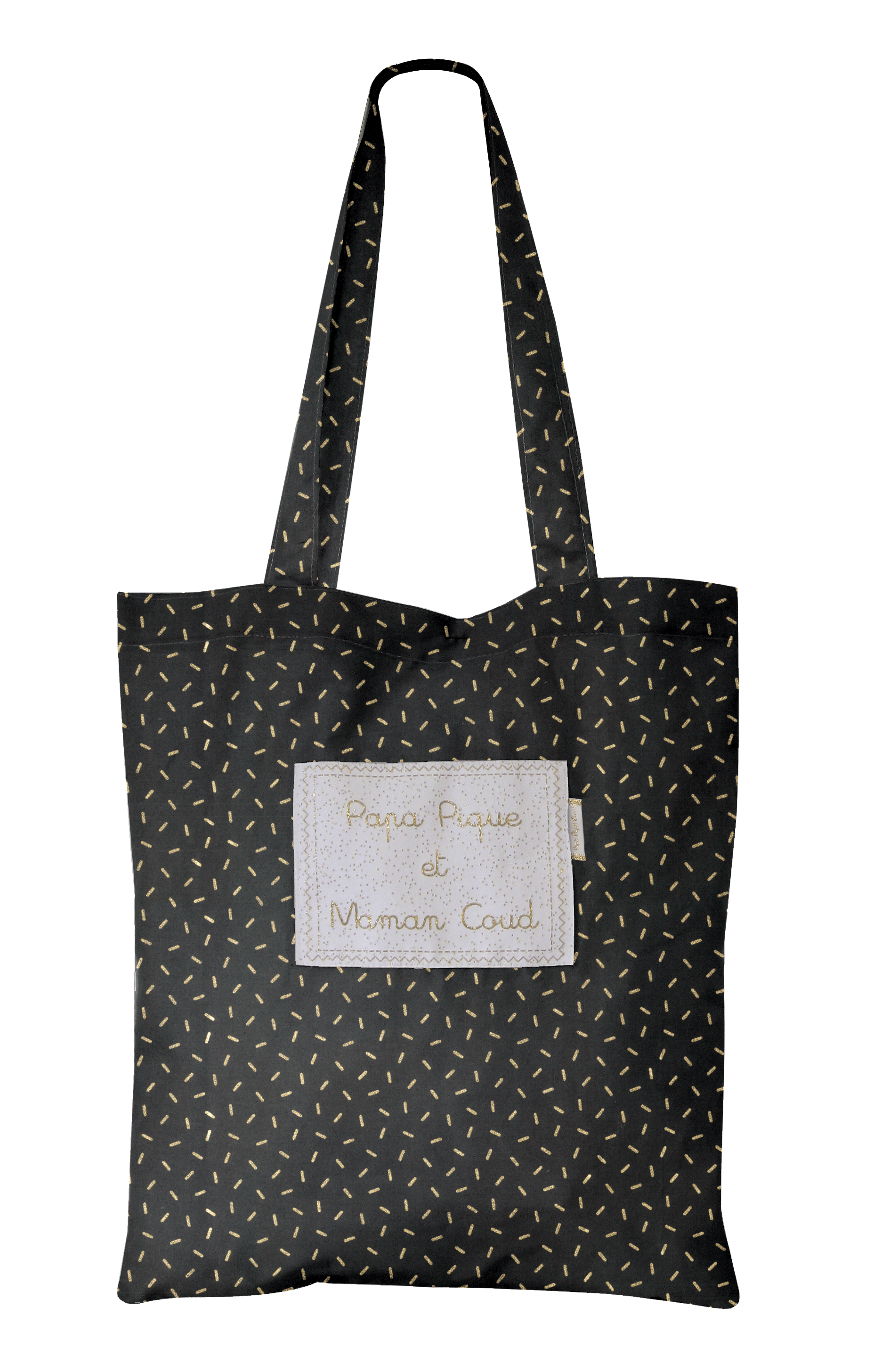 Sac Tote Bag Paille Dorée Noir