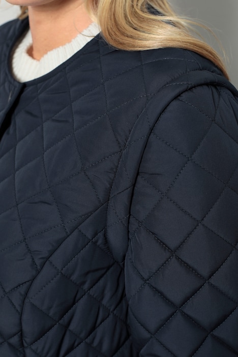 2-in-1-Long-Steppjacke, figurumspielend, Ärmel abtrennbar,