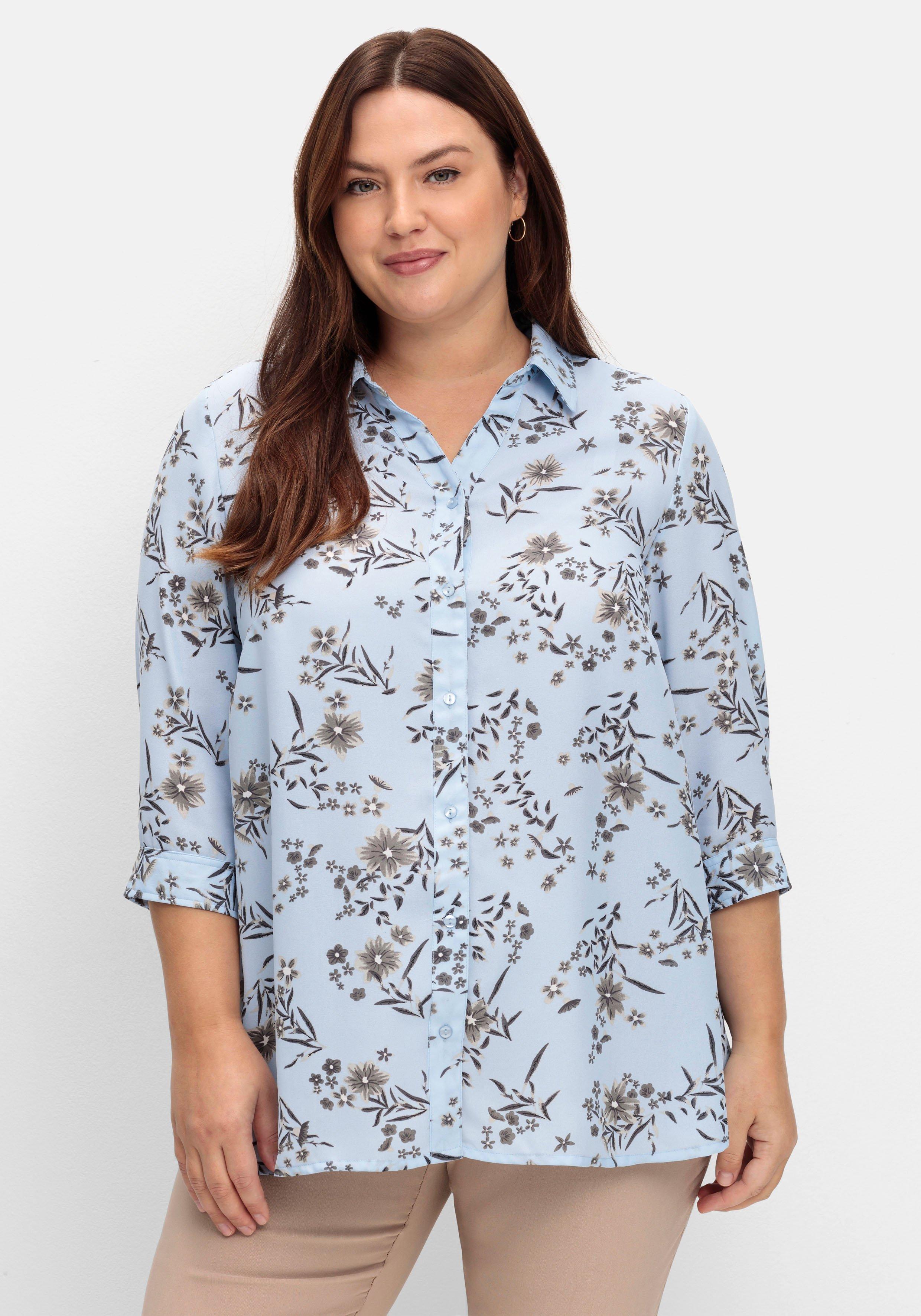 Bluse in leichter A-Linie, mit floralem Print