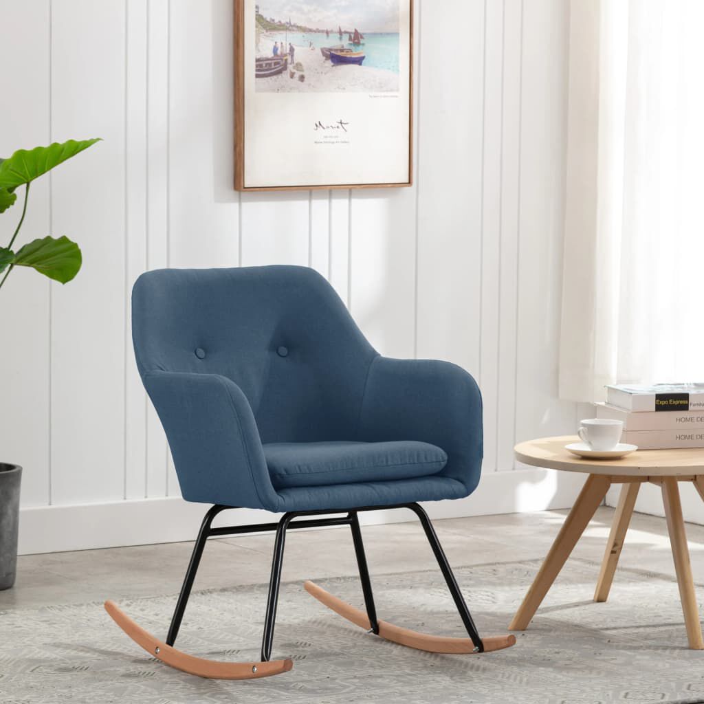 vidaXL Schommelstoel, Blauw, Bekleed met Stof