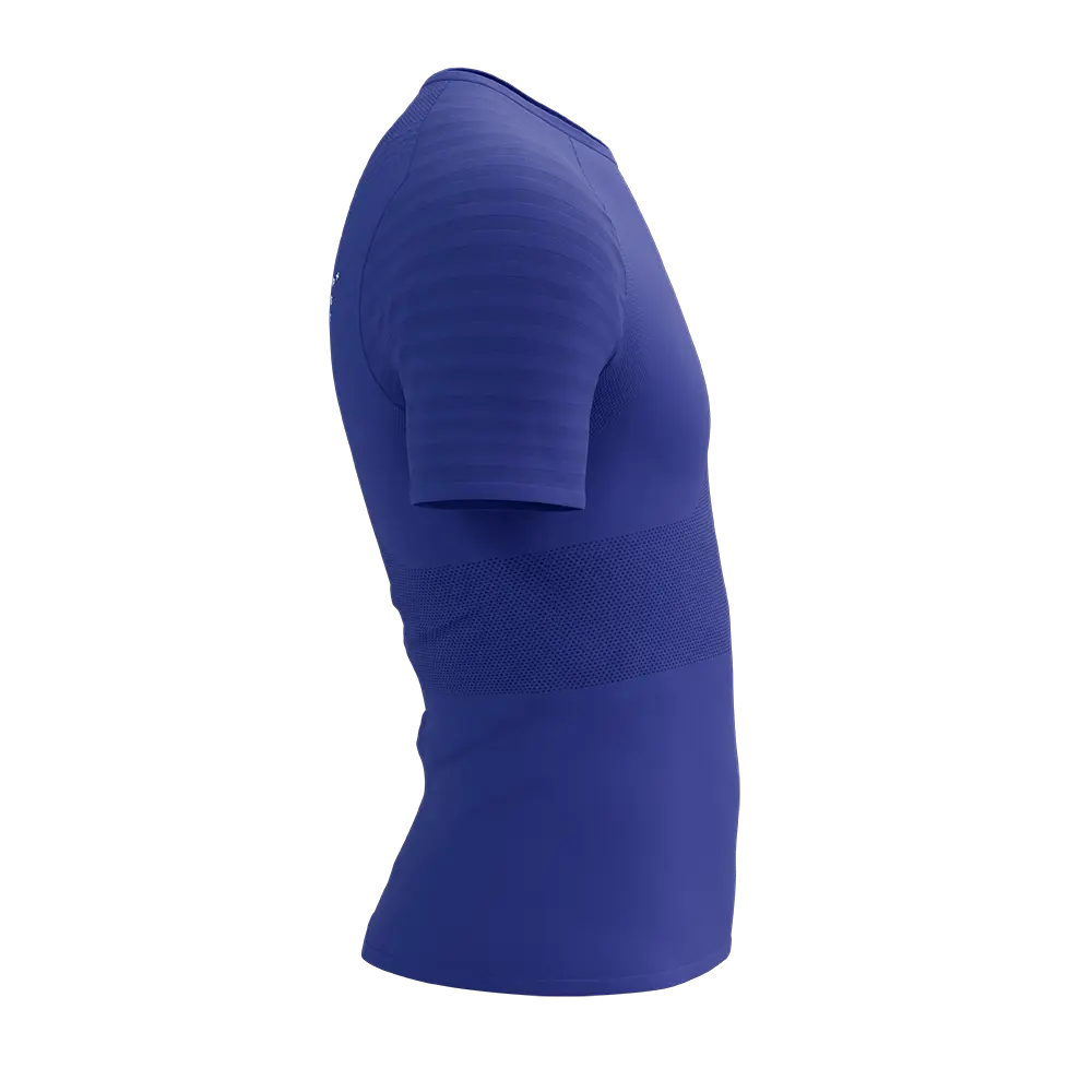 Compressport Racing Hardloopshirt Korte Mouwen Blauw/Wit Reflective Heren