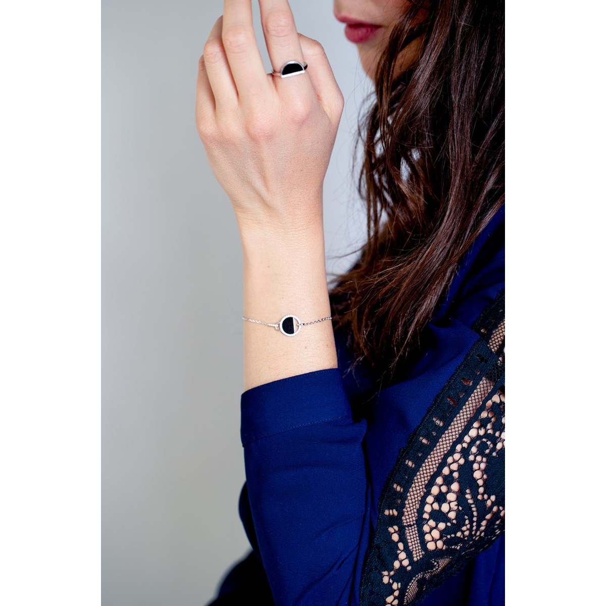 Bracelet souple en Argent avec oxyde de zirconium blanc