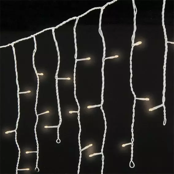 Stalactite lumineuse 5 m 119 LED câble blanc Stars Blanc chaud
