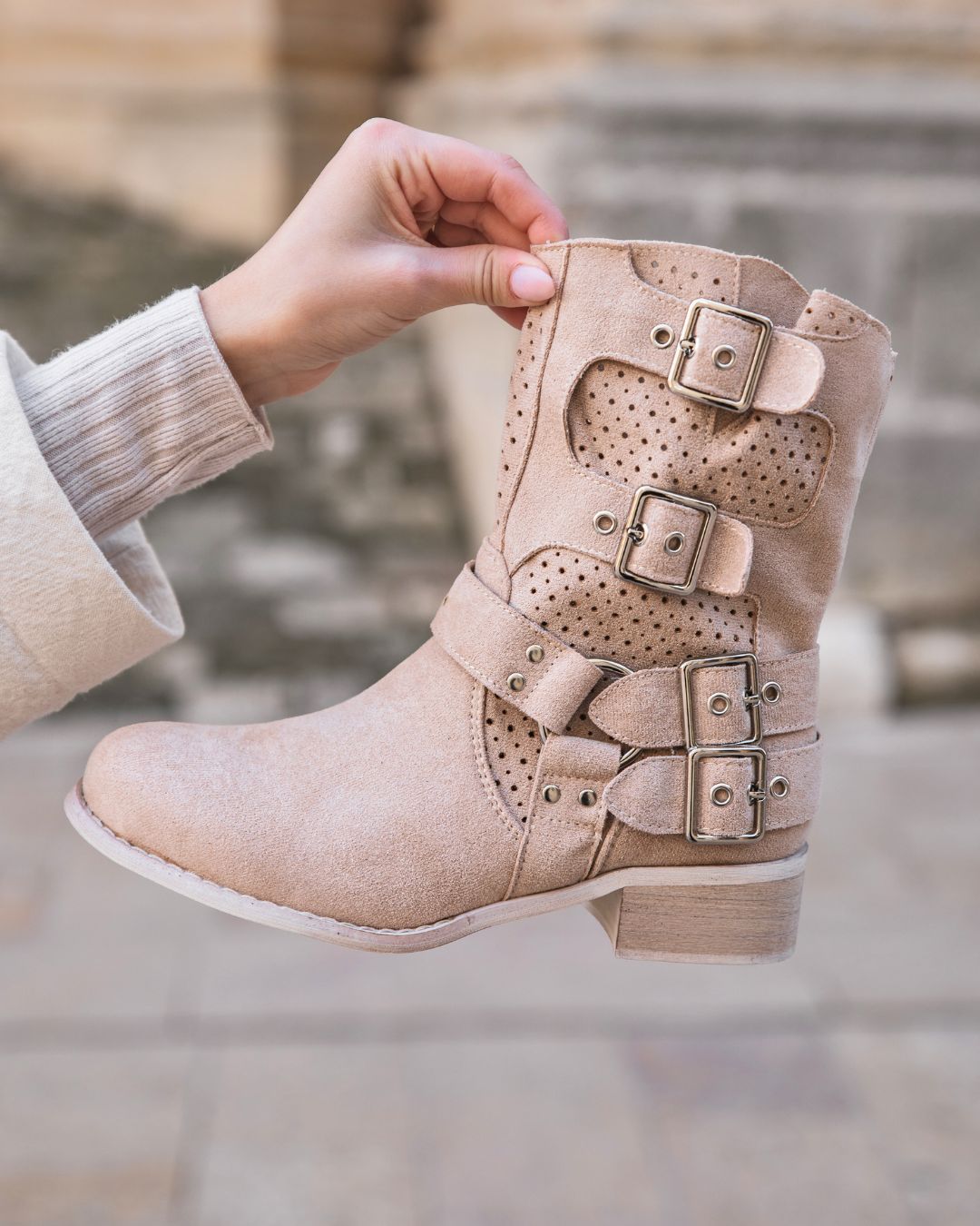 Bottines femme beige à talon - Dounia