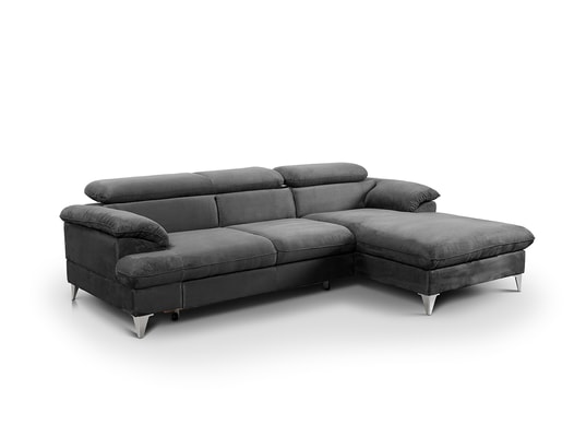 CONCEPT1 - Canapé lit David 3 places angle convertible gris 140 cm
