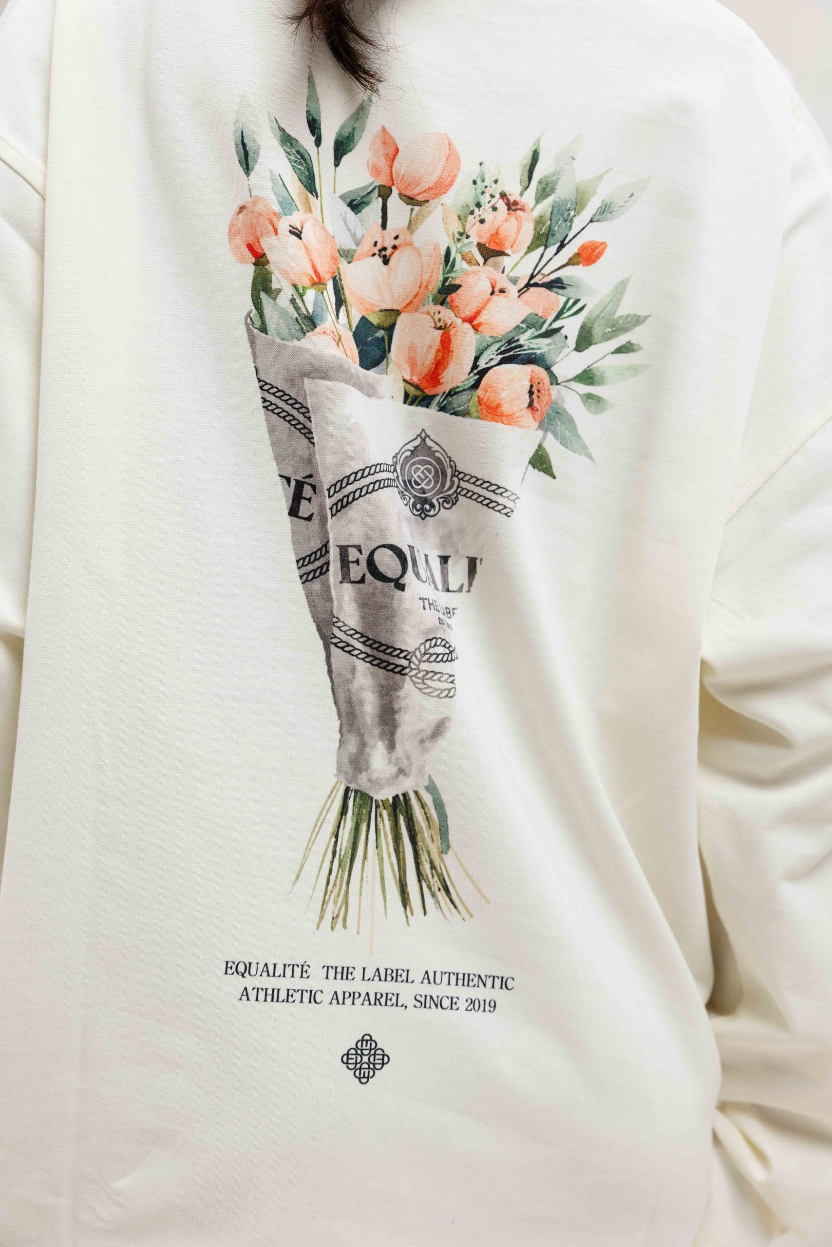 Equalité Bouquet Longsleeve T-Shirt Dames Gebroken Wit