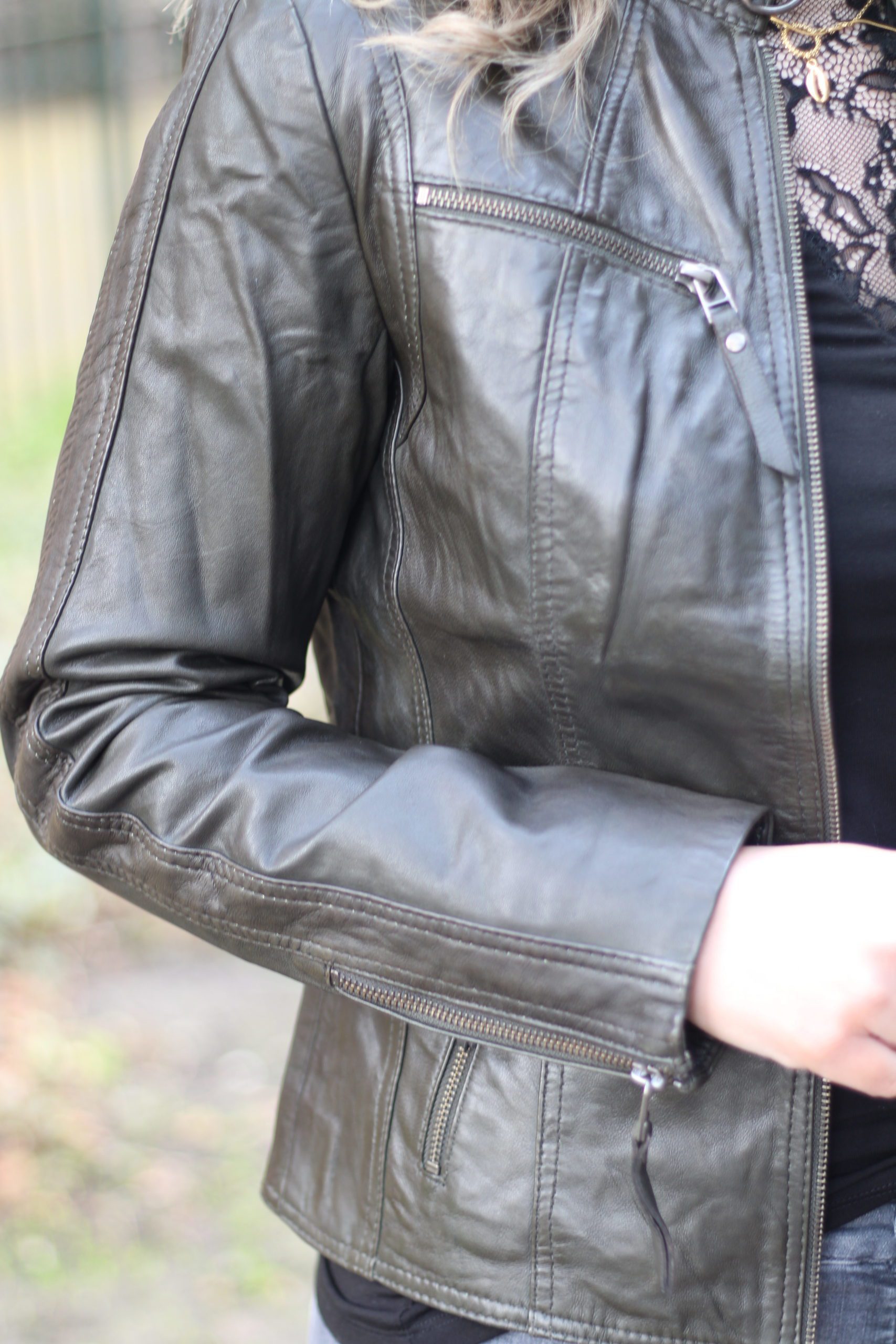 Chabo -  Zoë Leather Jacket - Olijf Groen