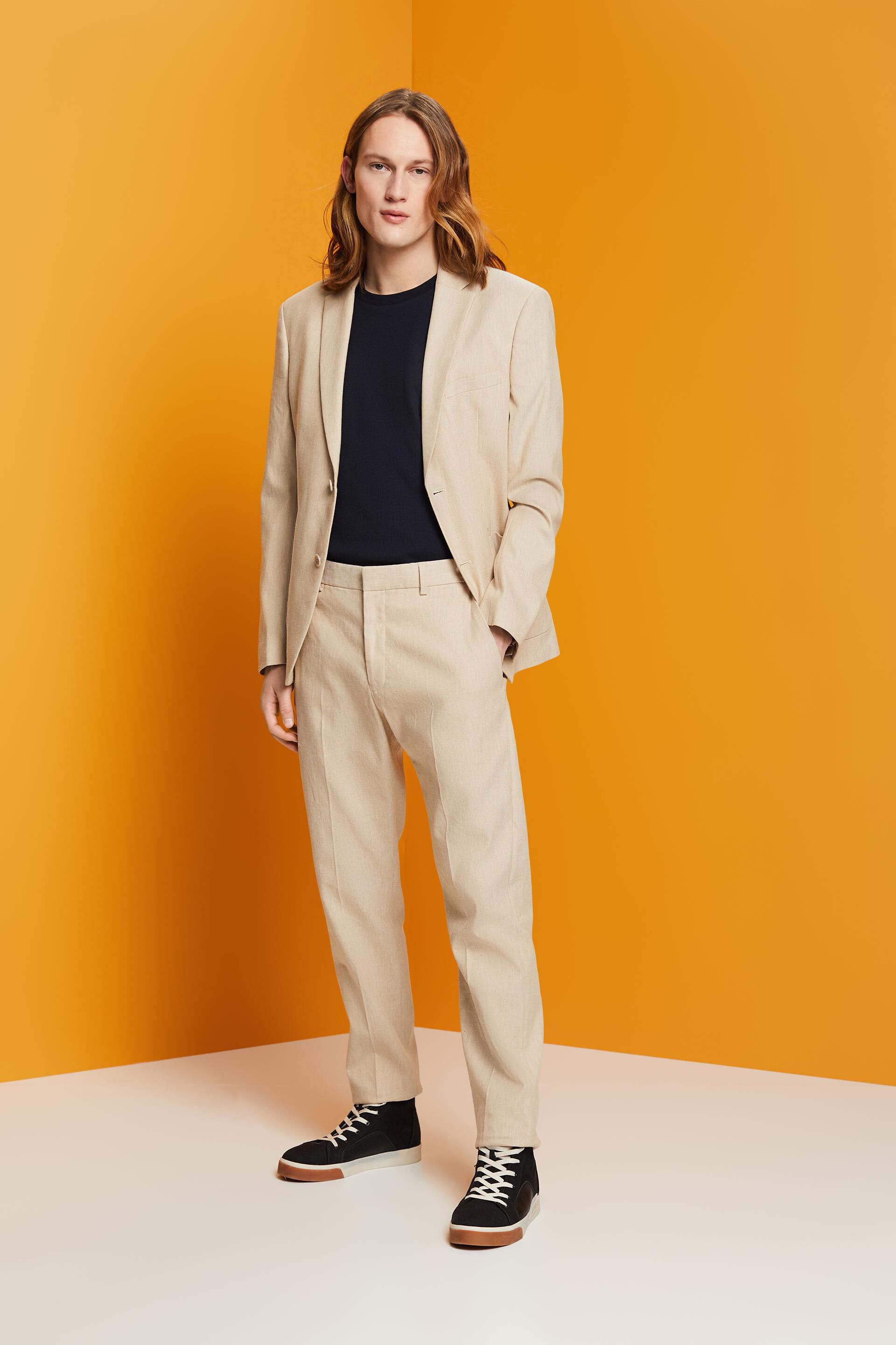 Pantalon de coupe Slim Fit en mélange de coton et de lin