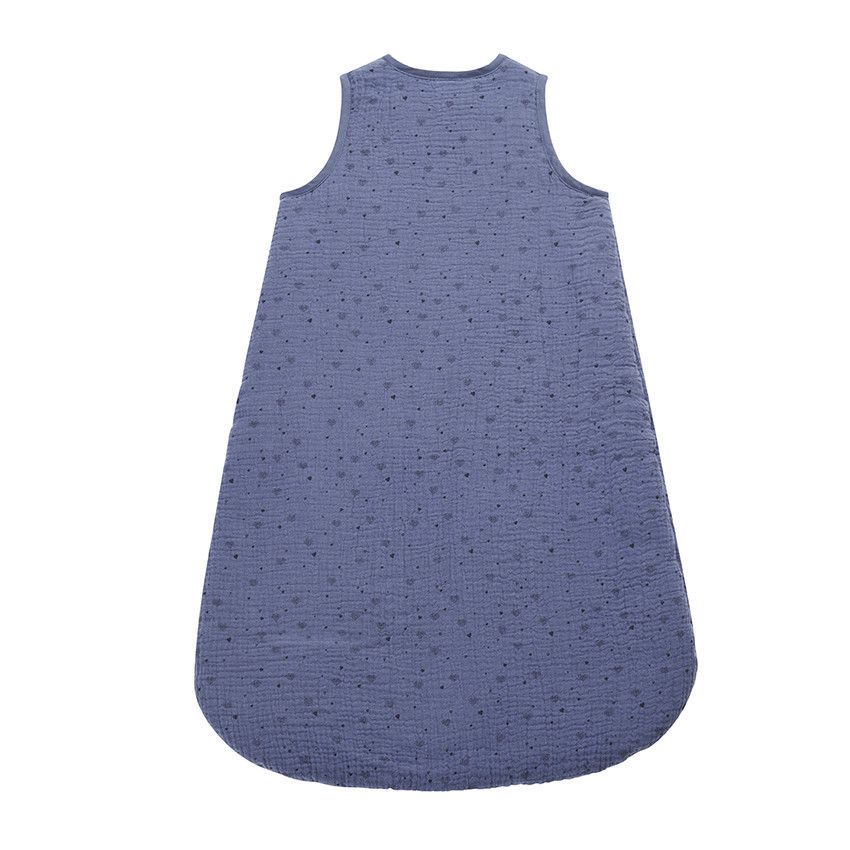 Gigoteuse TOG 2 imprimé cœurs en gaze de coton - Bleu marine