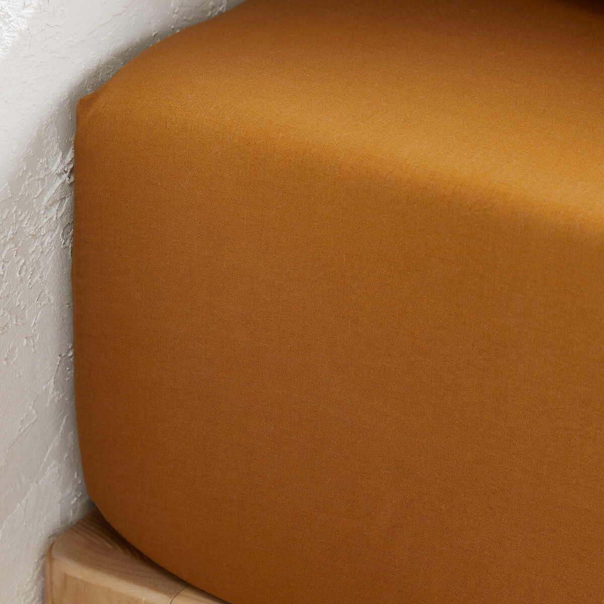 LA REDOUTE INTERIEURS<br>Lençol de baixo liso em algodão lavado, dobra de 30 cm, Scenario