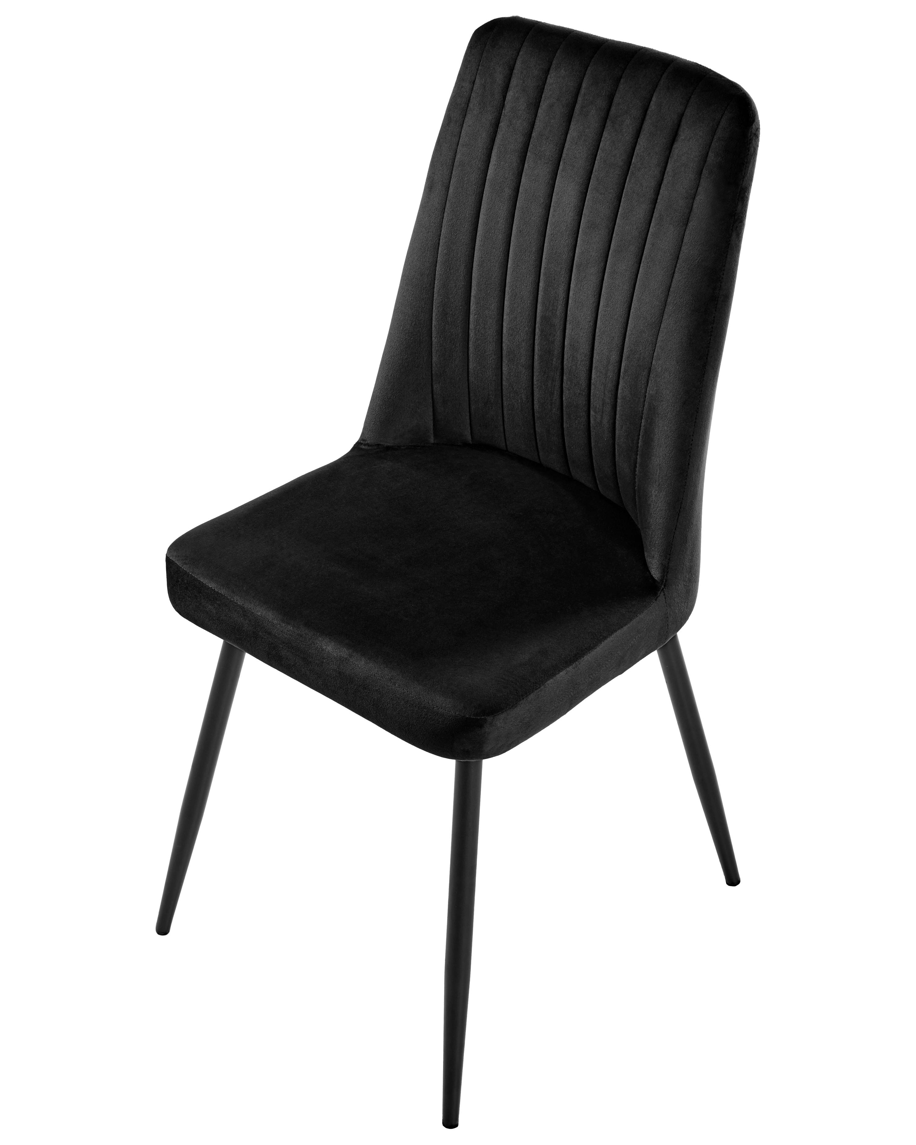Set van 4 eetkamerstoelen KIRBY Fluweel Zwart