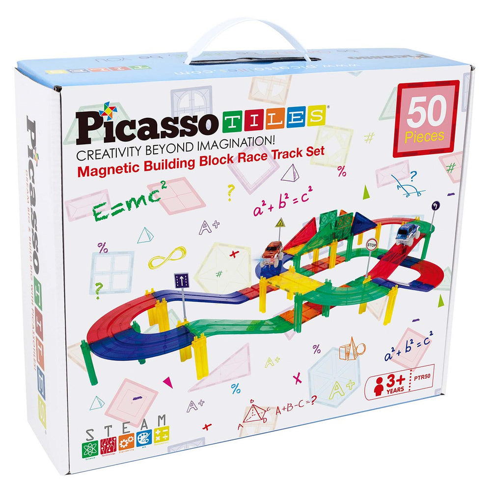 Køb Picasso Tiles 50pc Magnetic Race Track Building Blocks