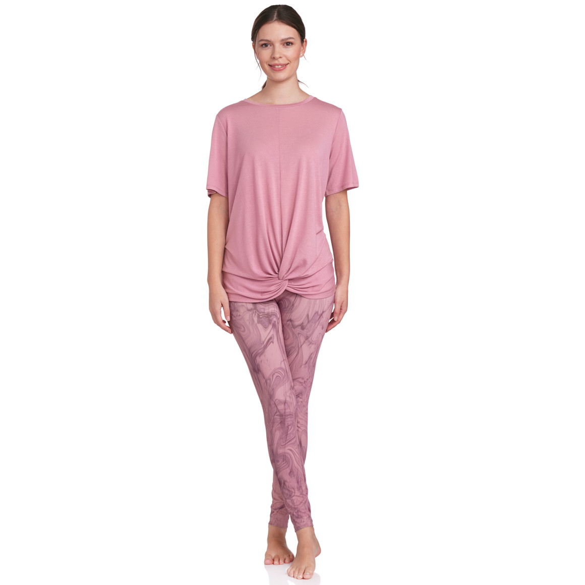 Gina Sports Damen Yoga-T-Shirt mit Knotendetail rosa