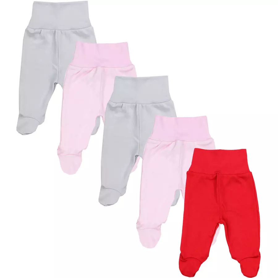 TupTam Baby Strampelhose mit Fuß 5er Pack rotgrau