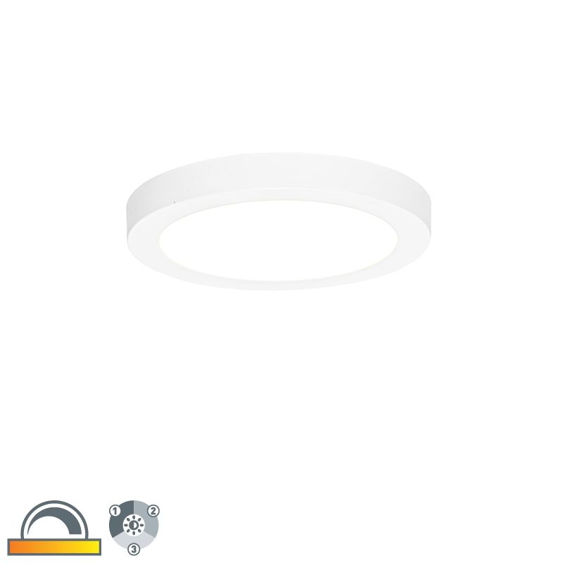 In- of opbouwspot wit 18 cm incl. LED 3 staps dim to warm met dipswitch - Trans